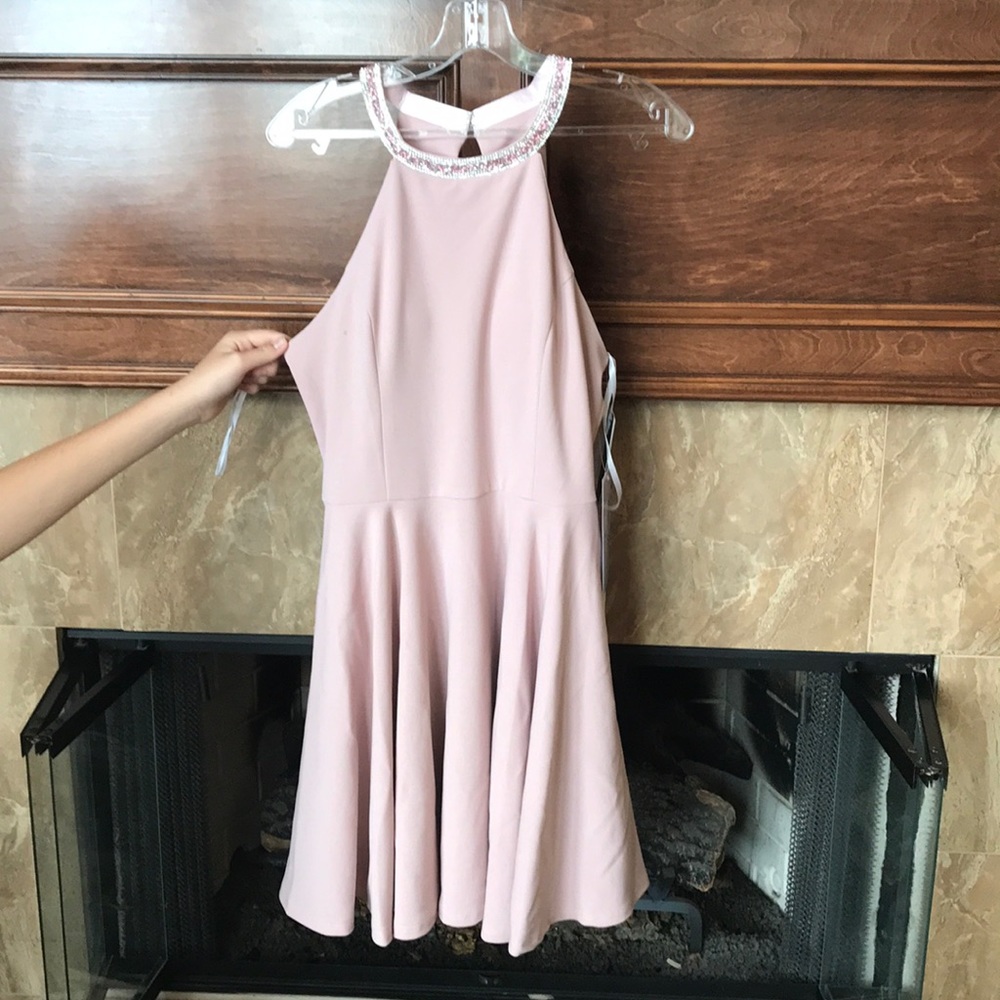 Short homecoming dress w/ rhinestones and pockets